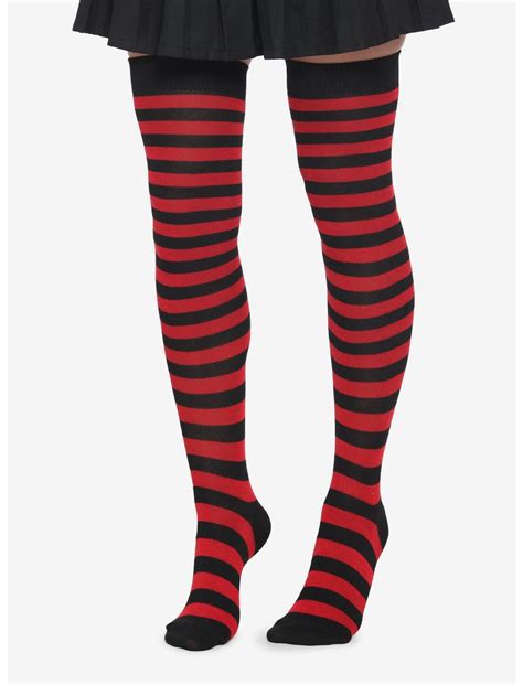 black and red thigh highs|Black and Red Thigh High Socks .